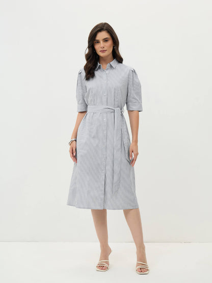 Regatta Striped Shirt Dress-Grey