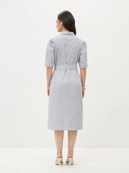 Regatta Striped Shirt Dress-Grey
