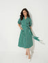 Sommer Belted Shirt Dress-Forest Green