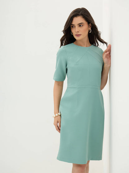 Prestige Knee Length Sheath Dress-Sea Green