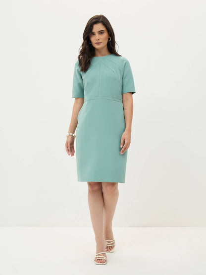 Prestige Knee Length Sheath Dress-Sea Green