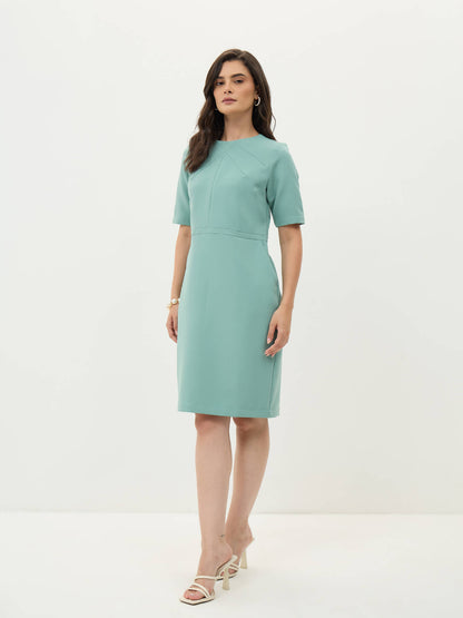 Prestige Knee Length Sheath Dress-Sea Green