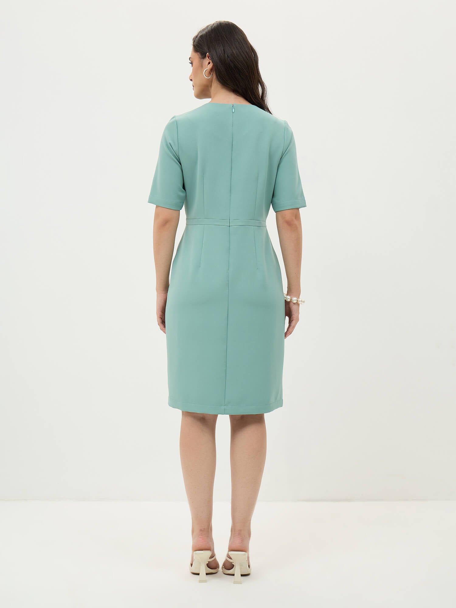 Prestige Knee Length Sheath Dress-Sea Green