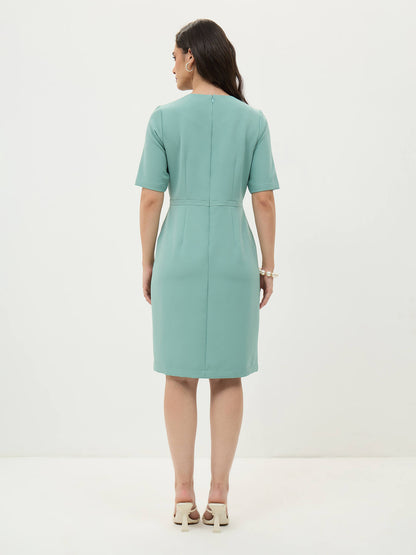 Prestige Knee Length Sheath Dress-Sea Green