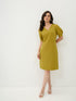 Valiant Balloon Sleeves Shift Dress-Lime