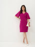 Evelyn Formal-Casual Flutter Sleeve Shift Dress-Pink