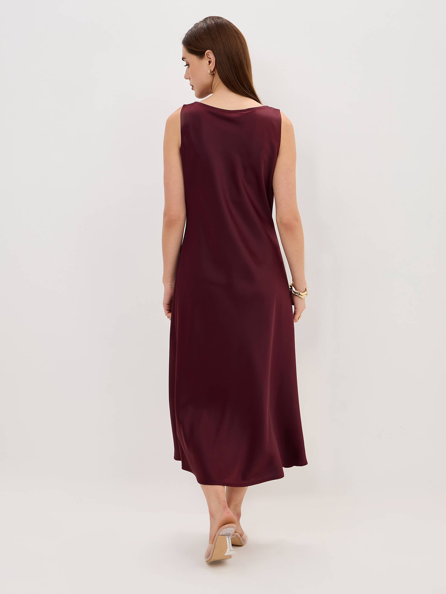 Fraise Cowl neck scarf dress-Wine