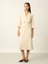 Margot Double Breasted Notch Collar Dress With Pocket-Ivory