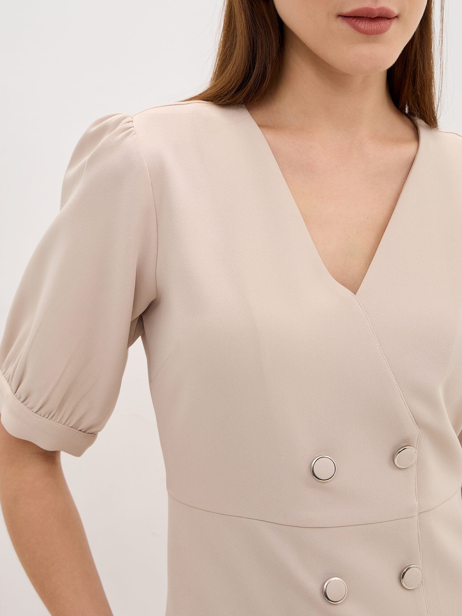 Rhapsody Fit &amp; Flare Blazer Style Dress-Cream