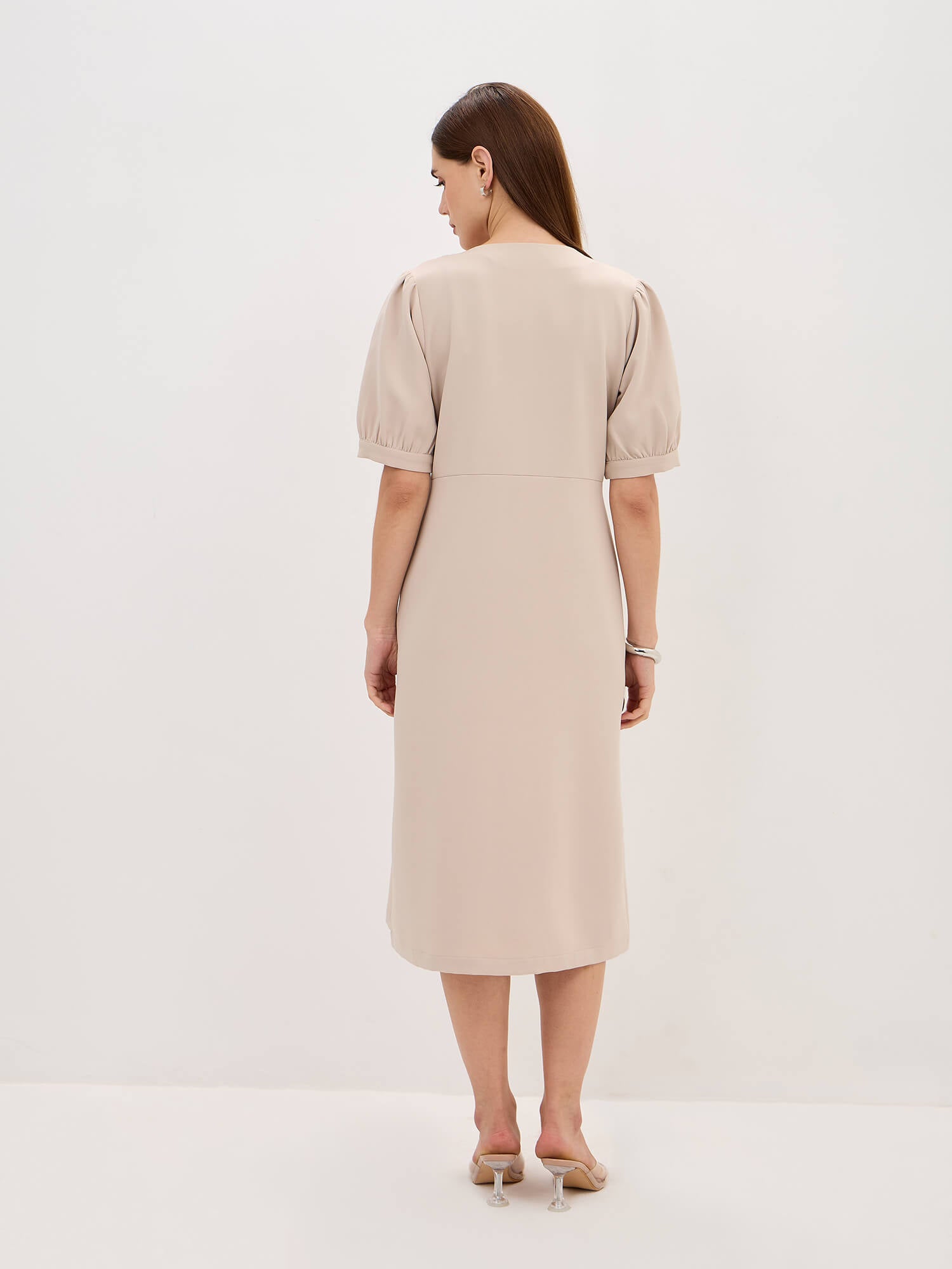 Rhapsody Fit &amp; Flare Blazer Style Dress-Cream