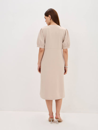 Rhapsody Fit &amp; Flare Blazer Style Dress-Cream