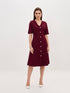 Antonia Metallic Button Down A-line Dress-Wine