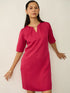 Helena Metallic Chain Shift Dress-Hot Pink