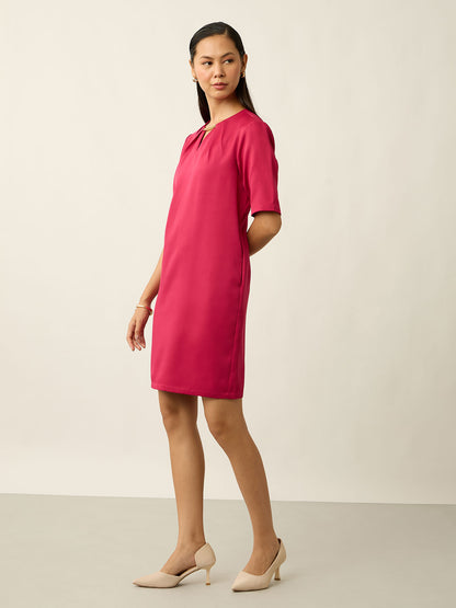 Helena Metallic Chain Shift Dress-Hot Pink