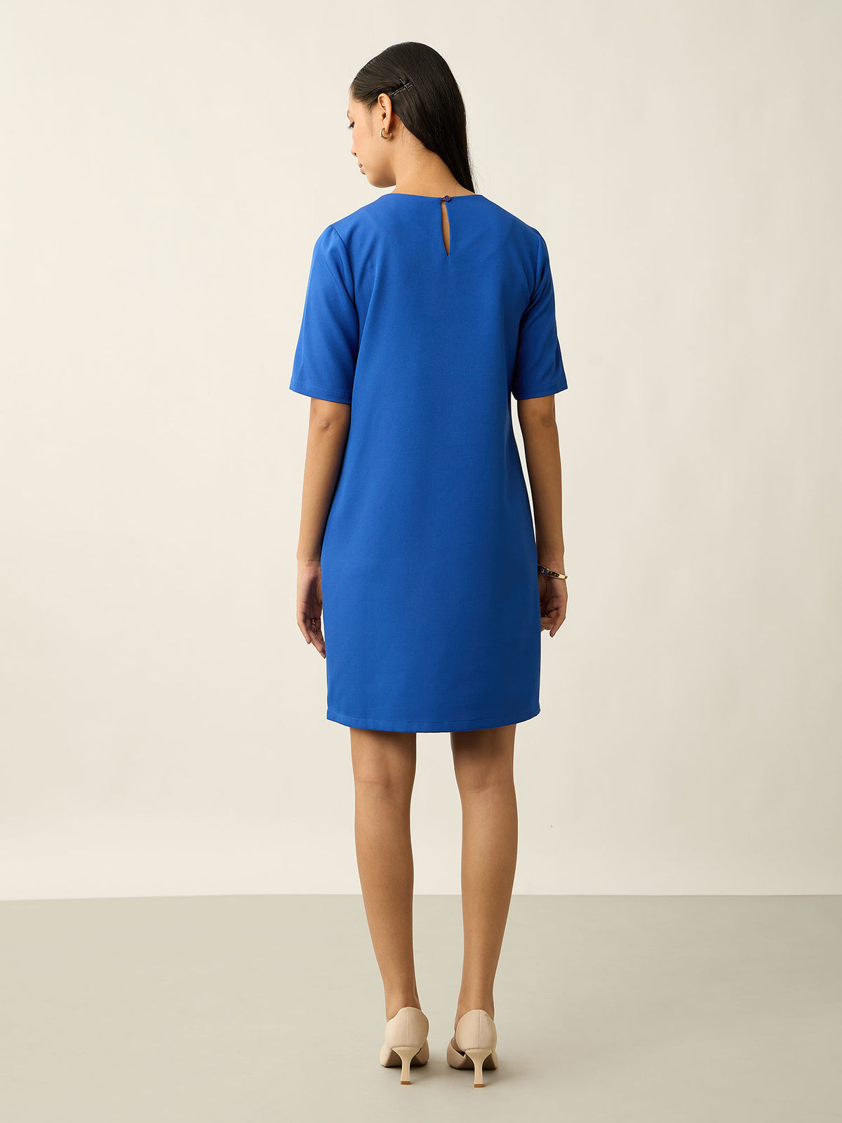 Helena Metallic Chain Shift Dress-Cobalt Blue