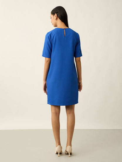 Helena Metallic Chain Shift Dress-Cobalt Blue