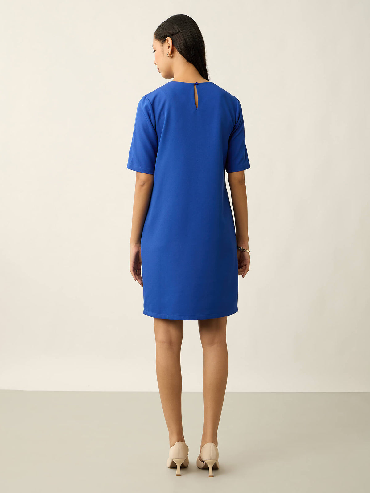 Helena Metallic Chain Shift Dress-Cobalt Blue