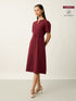 Alaris Button Detail Darted Dress-Wine