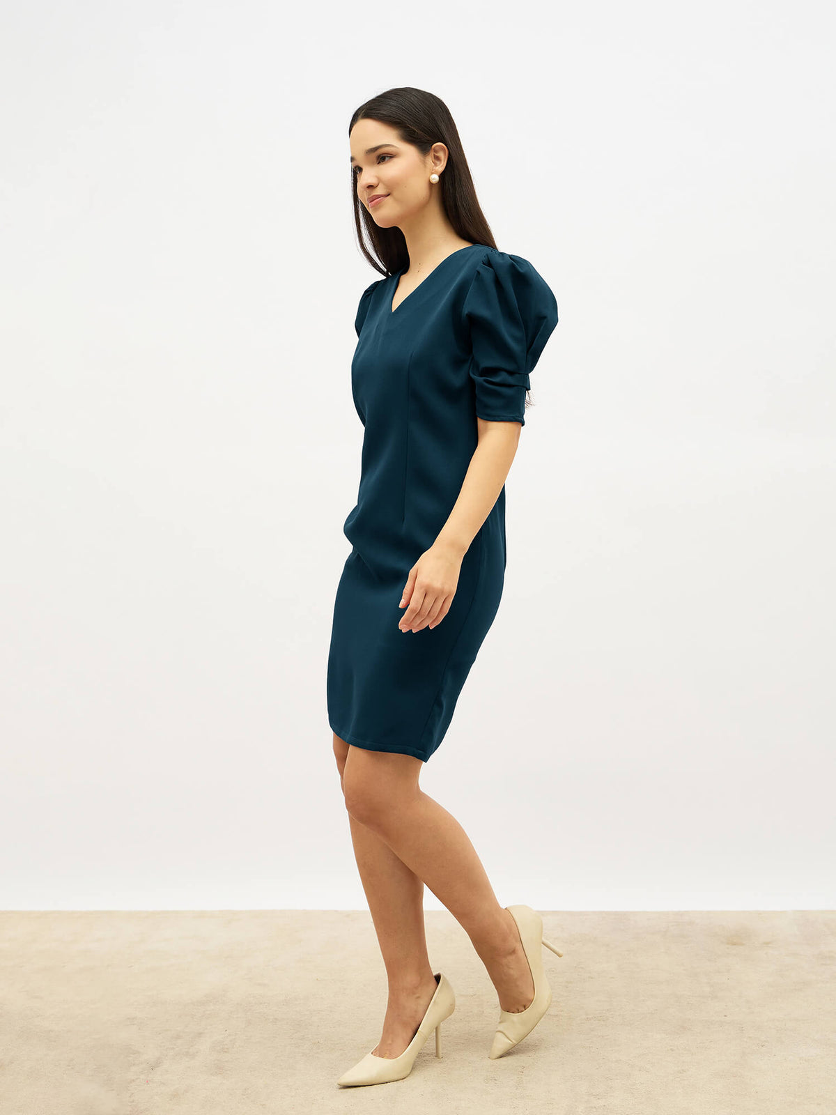 Dolan V-Neck Sheath Dress-Pine Teal