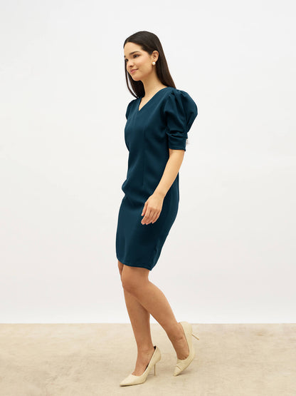 Dolan V-Neck Sheath Dress-Pine Teal