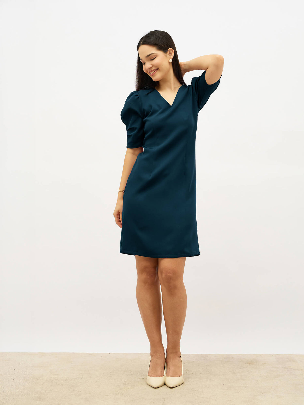 Dolan V-Neck Sheath Dress-Pine Teal