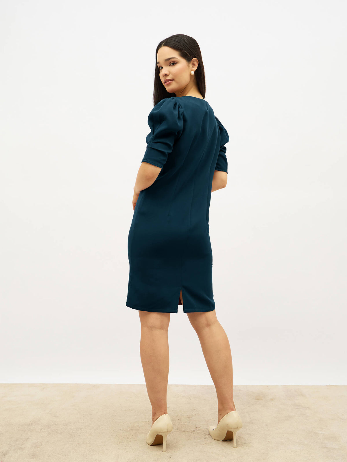 Dolan V-Neck Sheath Dress-Pine Teal