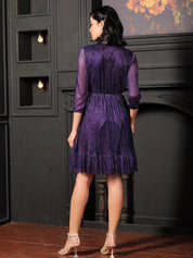 Joanna Elasticated Ruffle Dress - Purple