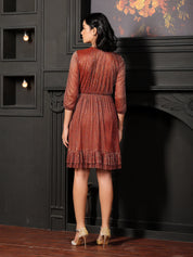 Joanna Elasticated Ruffle Dress - Rust