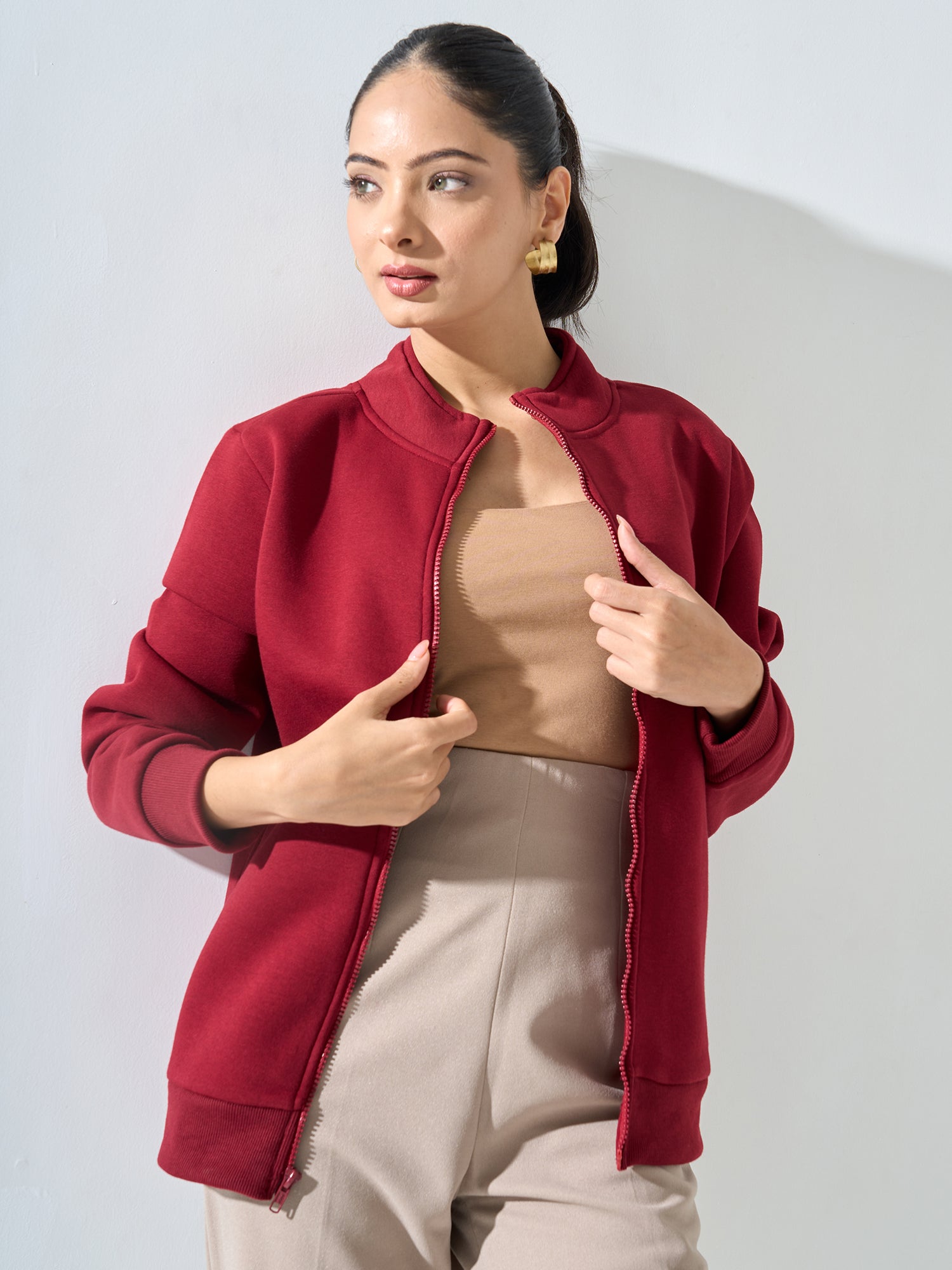 Milly Zip-Up Jacket - Wine