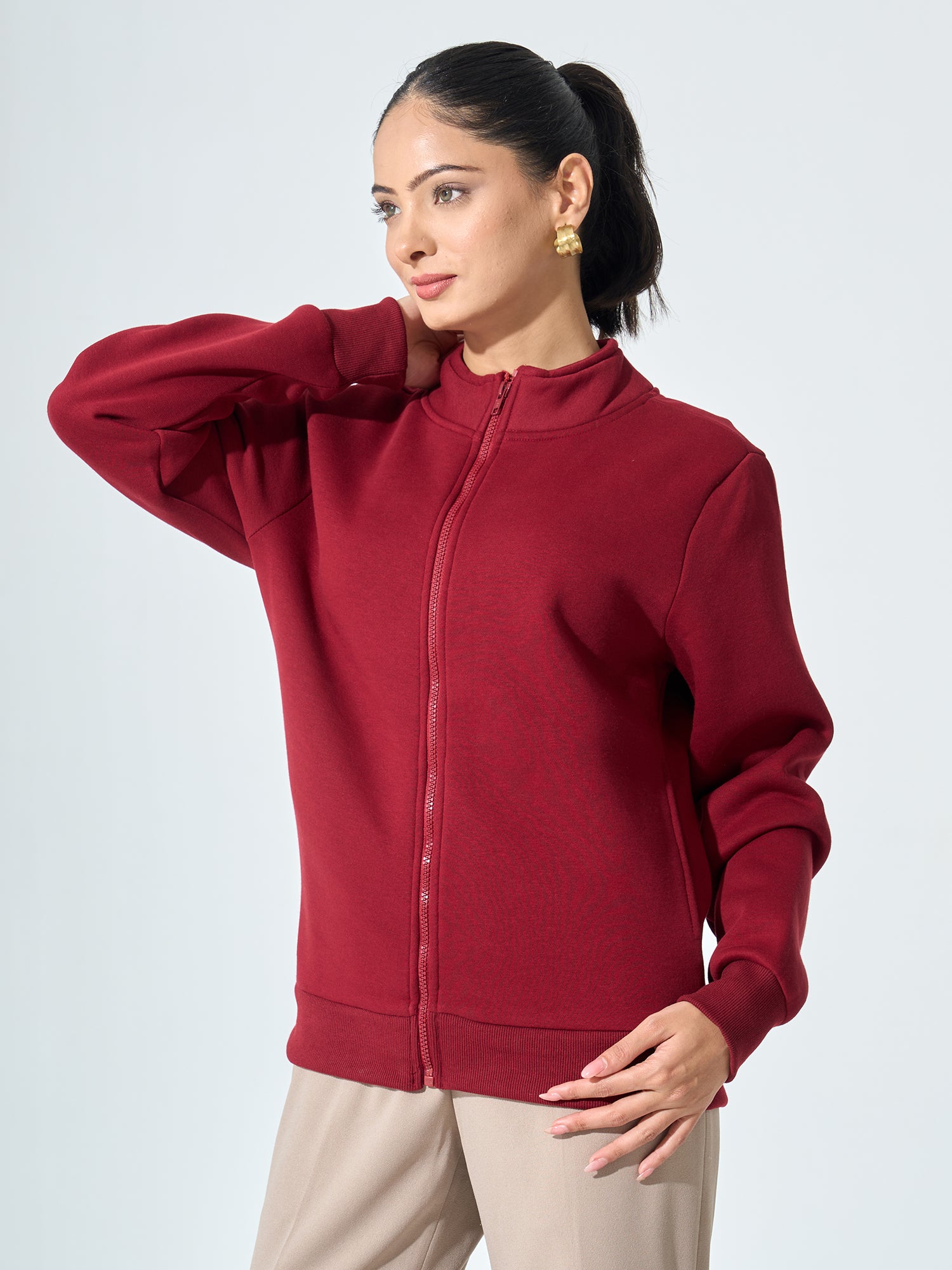 Milly Zip-Up Jacket - Wine