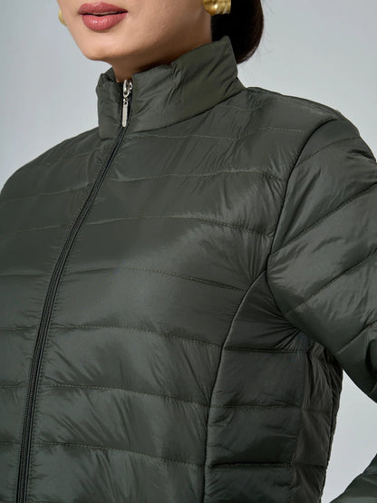 Maeve-Olive Puffer Jacket - Olive Green