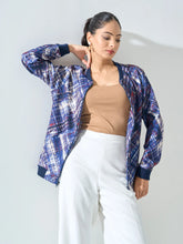 Gio-Navy Geometric Bomber Jacket - Multicolor