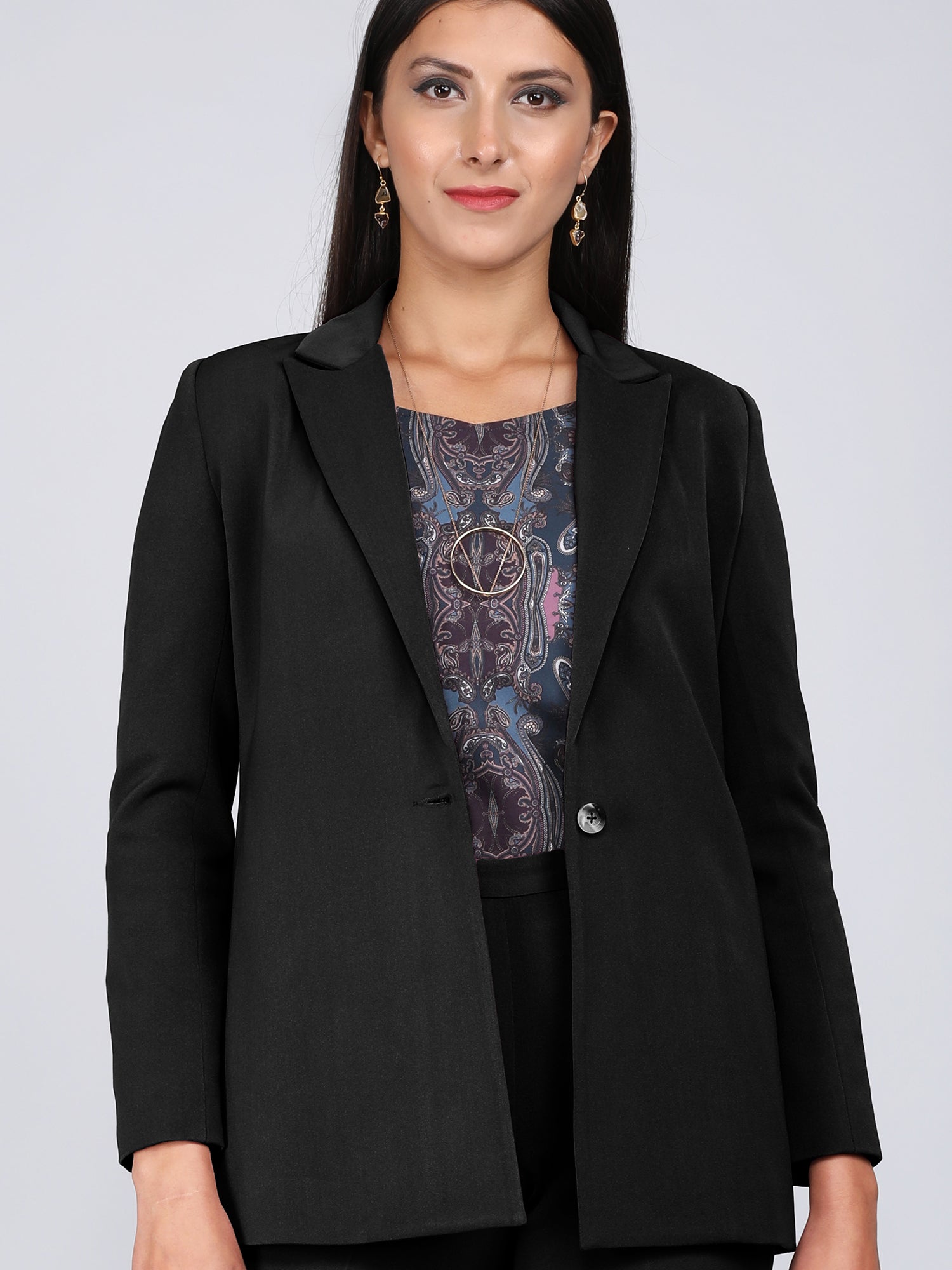 Zoey Single Breasted Blazer-Black