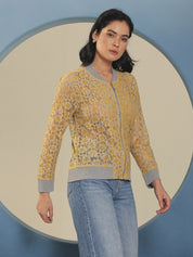 Freya Lace Bomber Jacket - Yellow