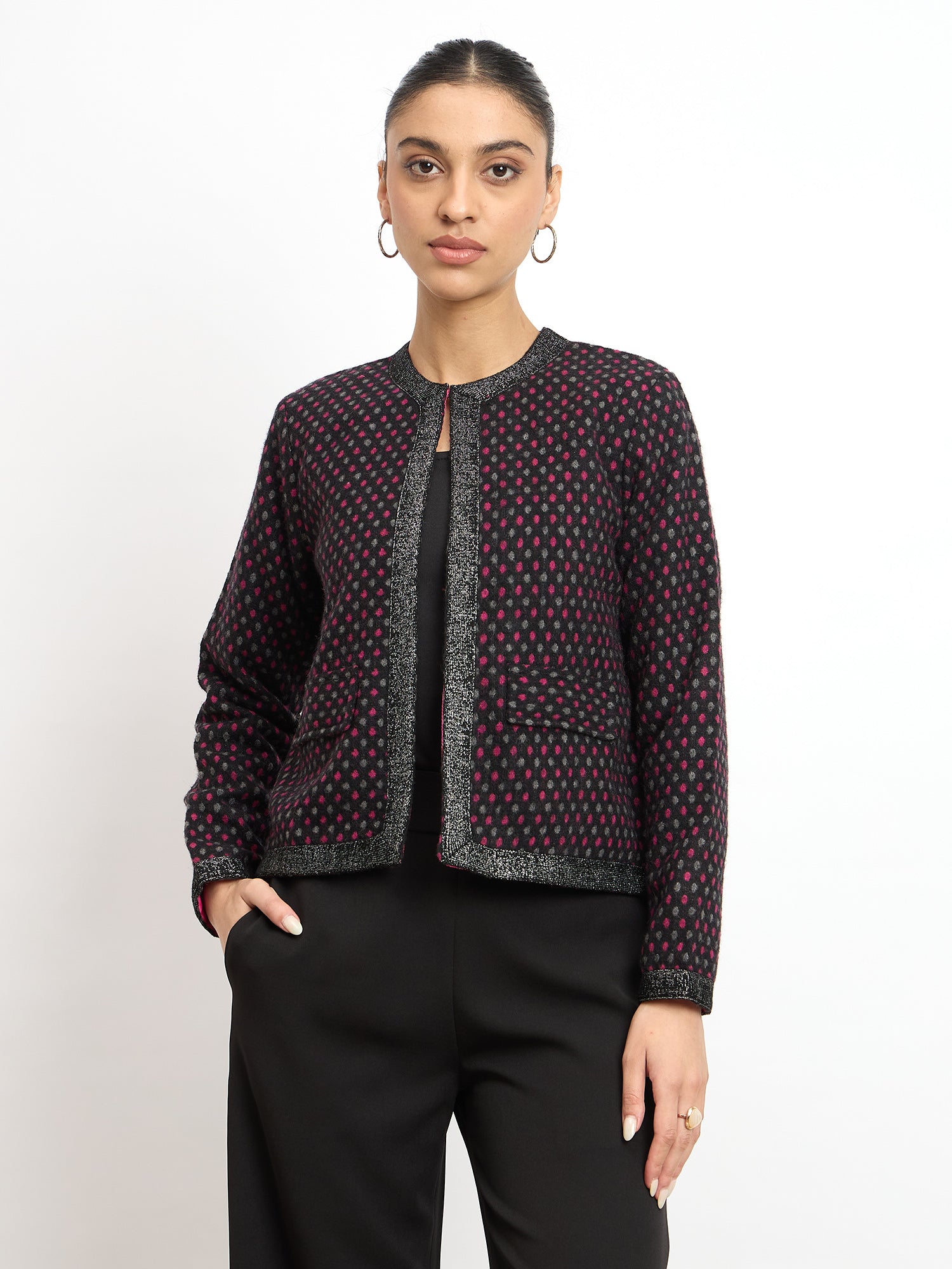 Barberry Front Open Short Jacket - Black