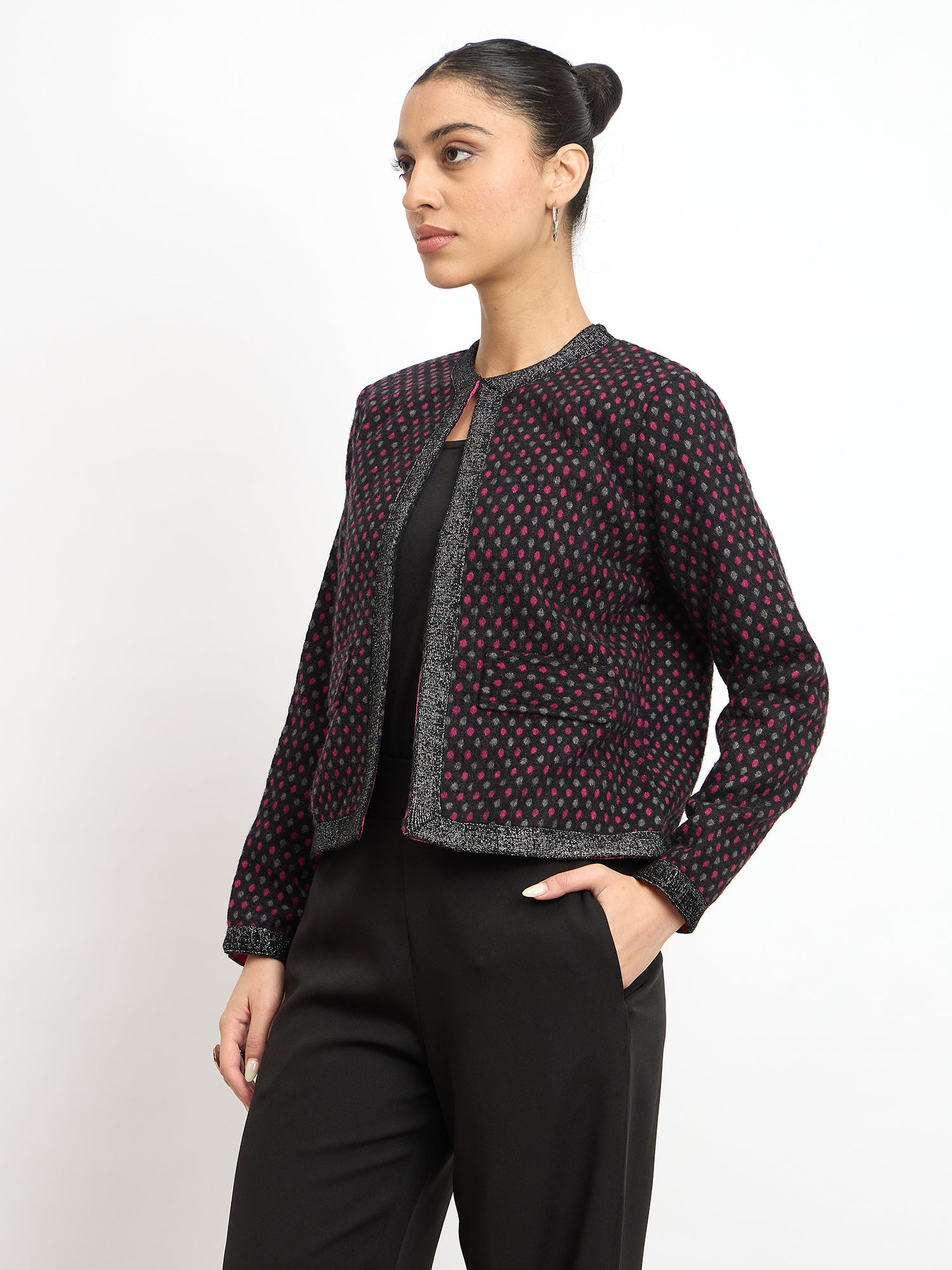 Barberry Front Open Short Jacket - Black