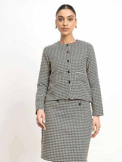 Susie Button Down Short Jacket - Black &amp; White