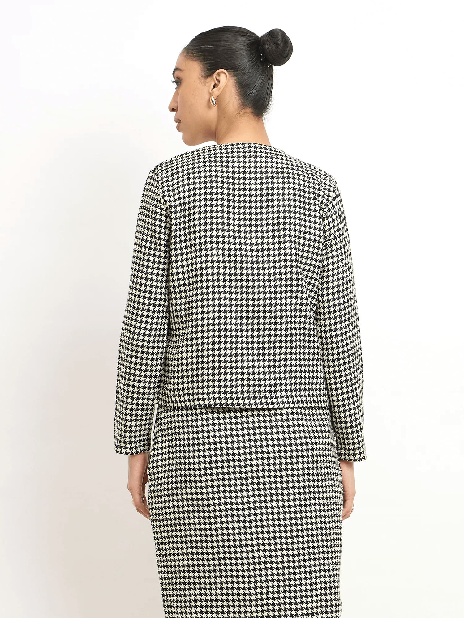 Susie Button Down Short Jacket - Black &amp; White