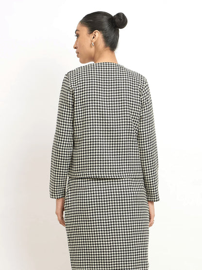 Susie Button Down Short Jacket - Black &amp; White