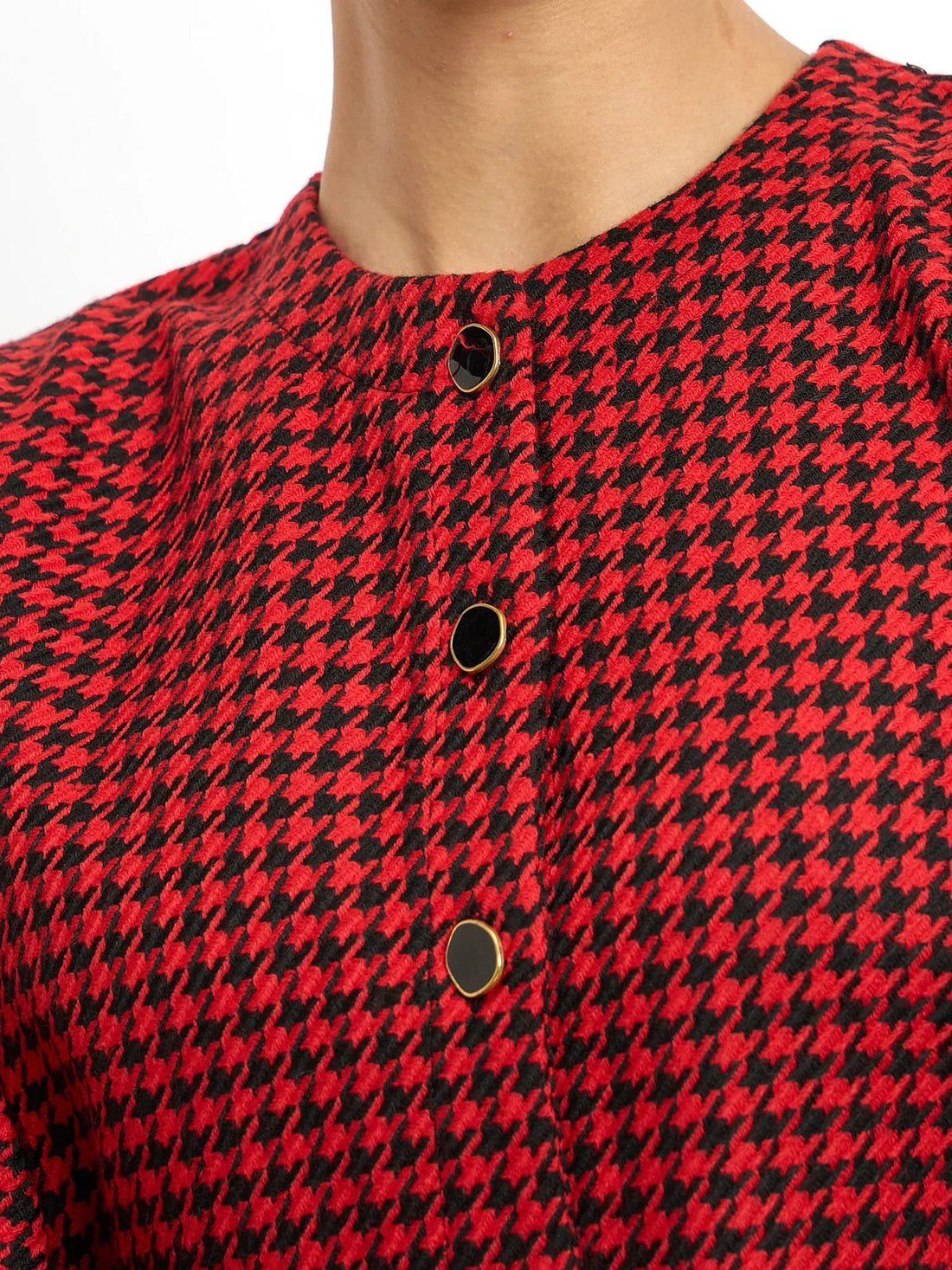 Susie Button Down Short Jacket -Black &amp; Red