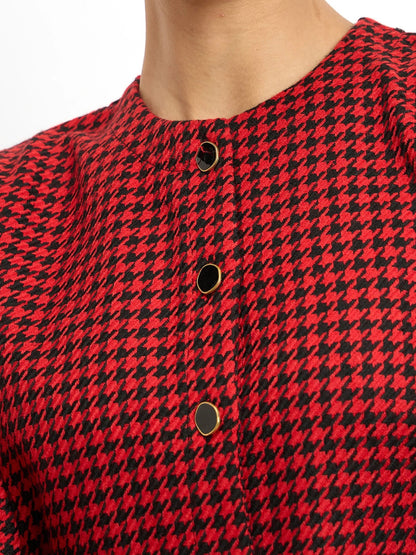 Susie Button Down Short Jacket -Black &amp; Red