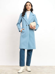 Lauren Notch Collared Coat - Pastal Blue