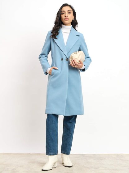 Lauren Notch Collared Coat - Pastel Blue