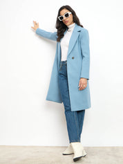 Lauren Notch Collared Coat - Pastel Blue