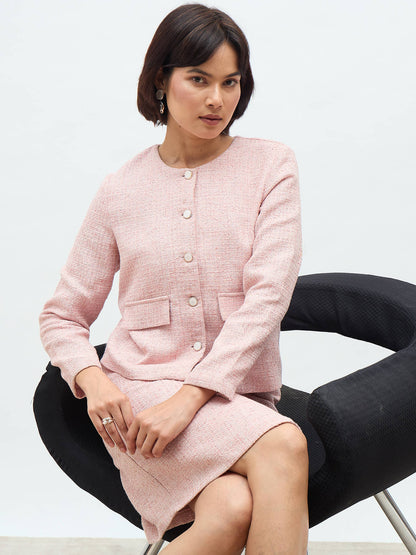 Susie Button Down Short Jacket-Blush Pink