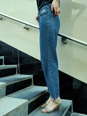 Natalie Tapered Leg Jeans - Dark Blue