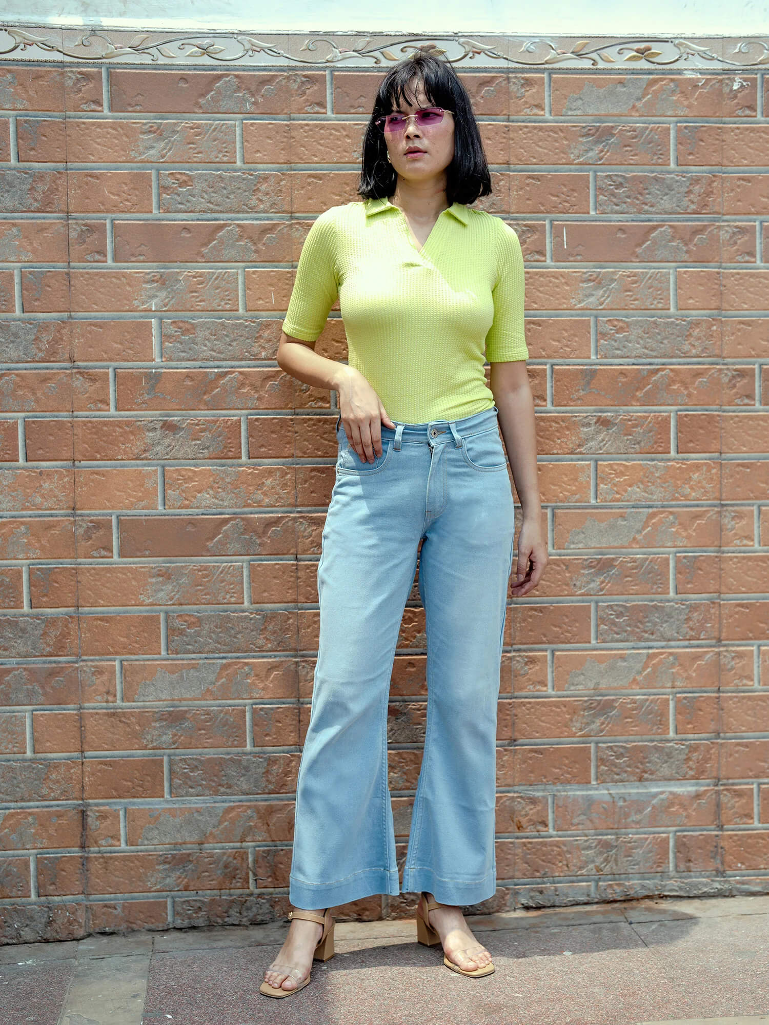 Ariana Mid Rise Flared Jeans - Light Blue - SALT Attire