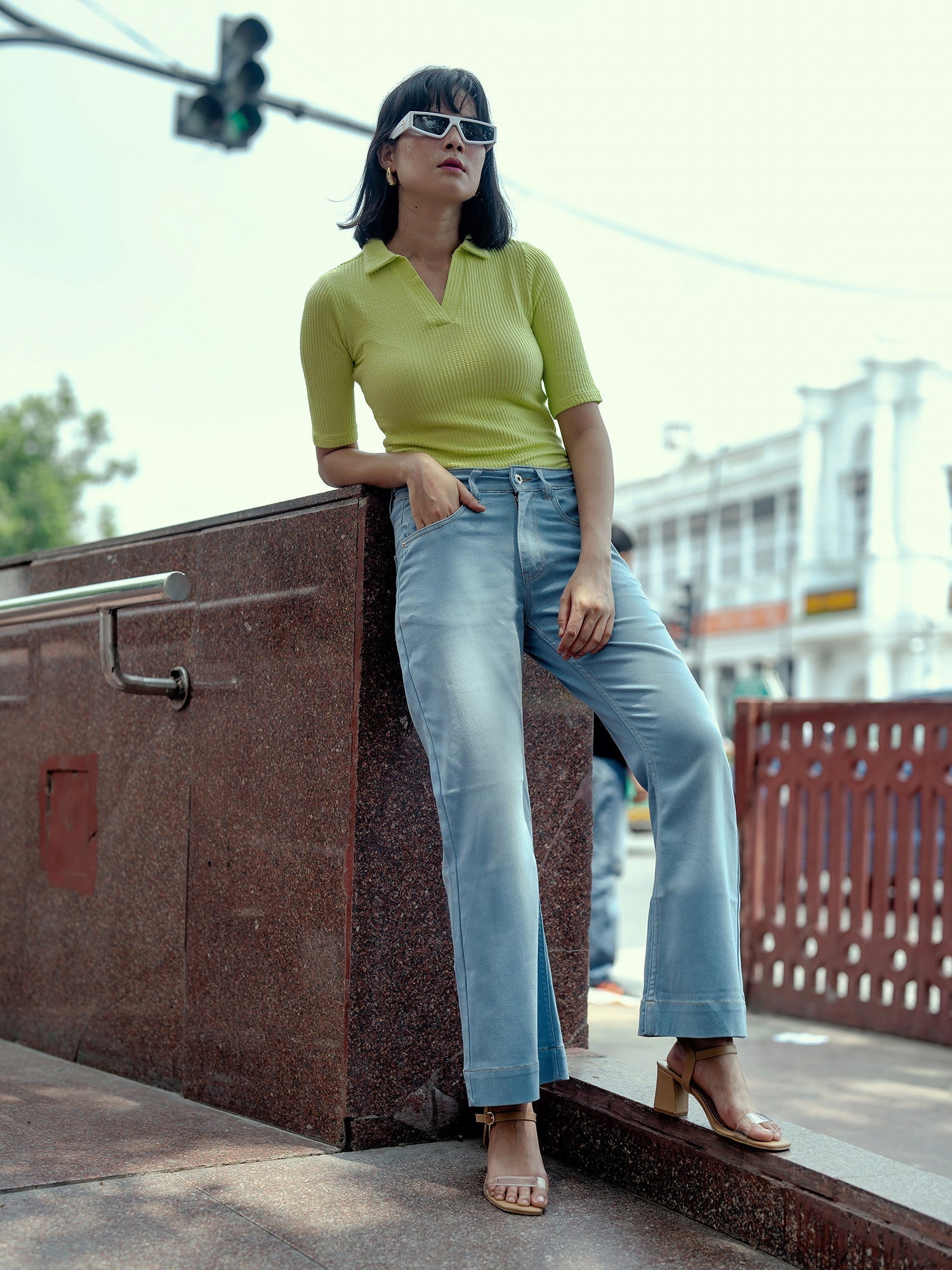 Ariana Mid Rise Flared Jeans - Light Blue - SALT Attire