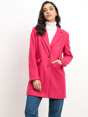 Olwen Single Breasted Mid Length Coat - Pink