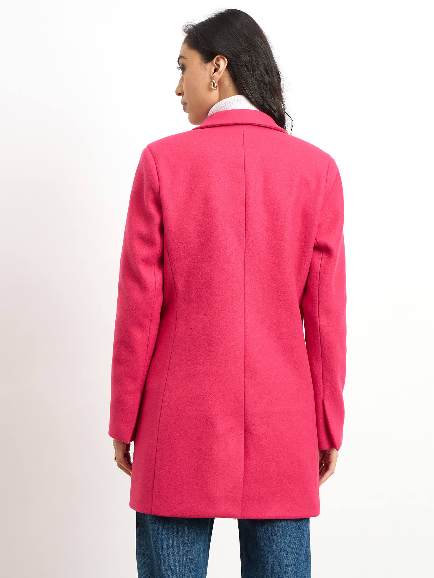 Olwen Single Breasted Mid Length Coat - Pink